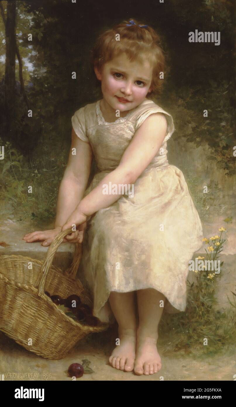 William-Adolphe Bouguereau (1825-1905) - Plumes 1896 Foto de stock