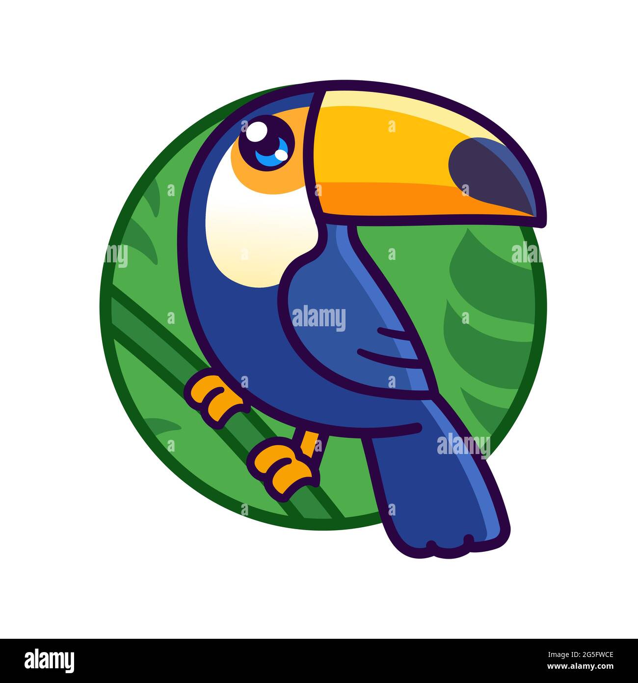 Lindo dibujo toucan de dibujos animados Toco en círculo. Ilustración de  vectores de aves exóticas en la selva tropical Imagen Vector de stock -  Alamy