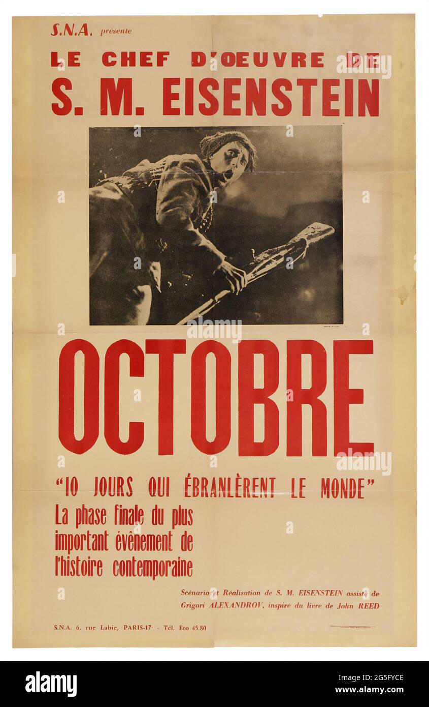 Diez días que sacudieron al mundo (Amkino Corporation, 1928). Cartel francés – Sergei Eisenstein Foto de stock