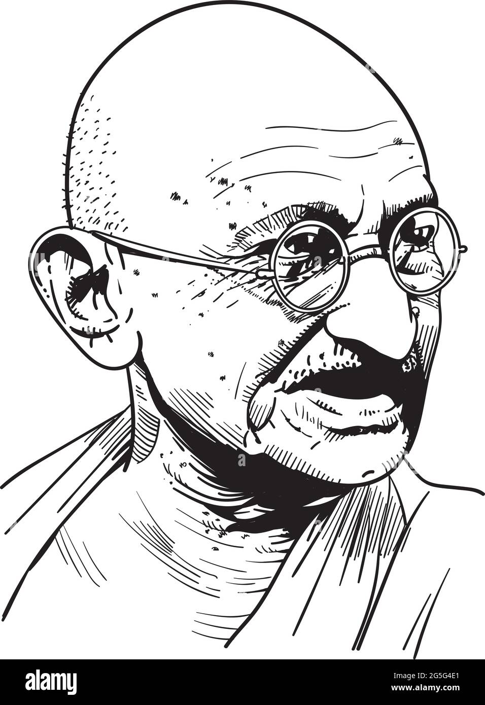 Mohandas Karamchand Gandhi era un abogado indio, nacionalista anticolonial y ético político. Vector Ilustración del Vector