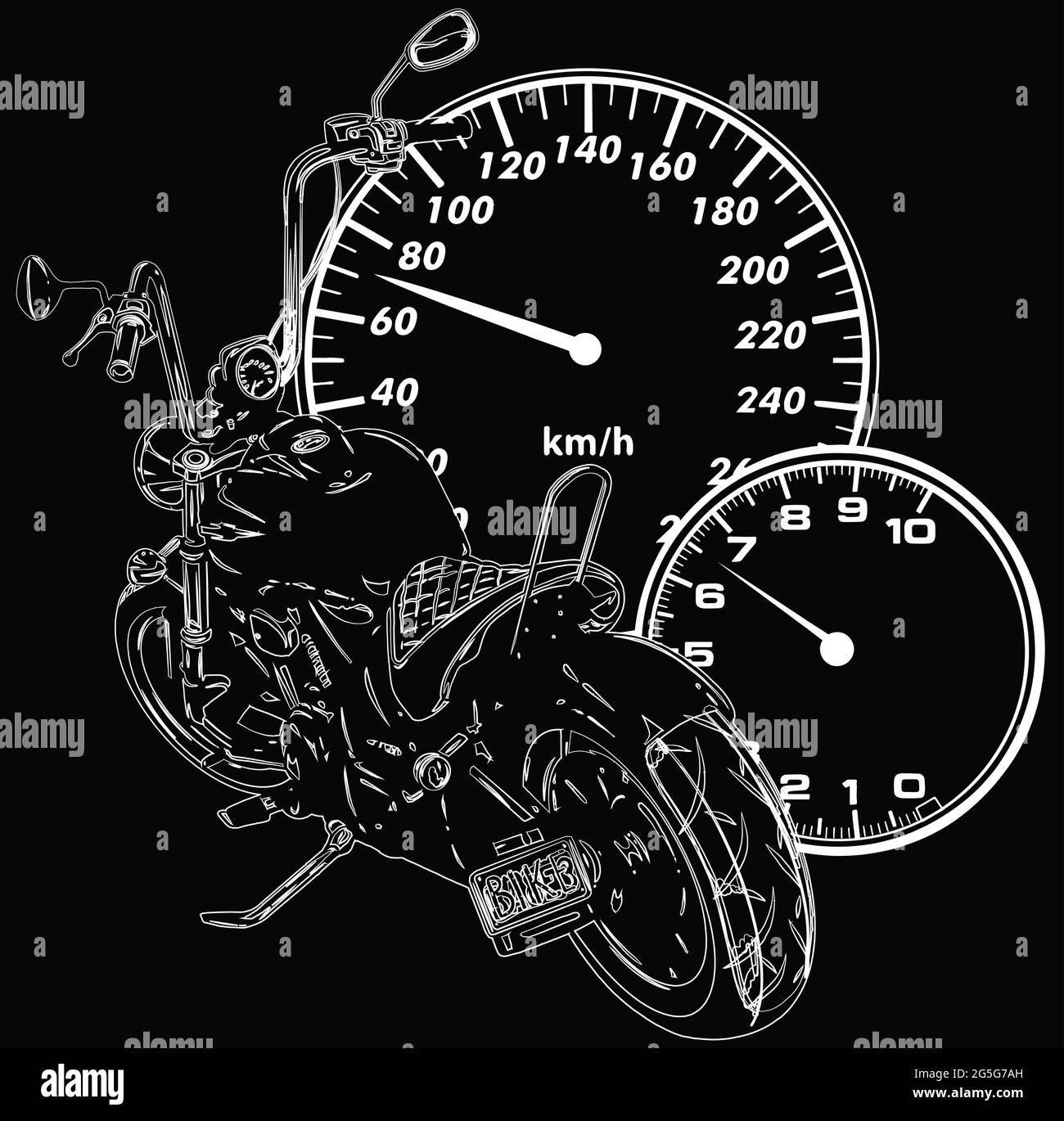 Motocicleta personalizada con diseño de ilustración vectorial del  velocímetro Imagen Vector de stock - Alamy
