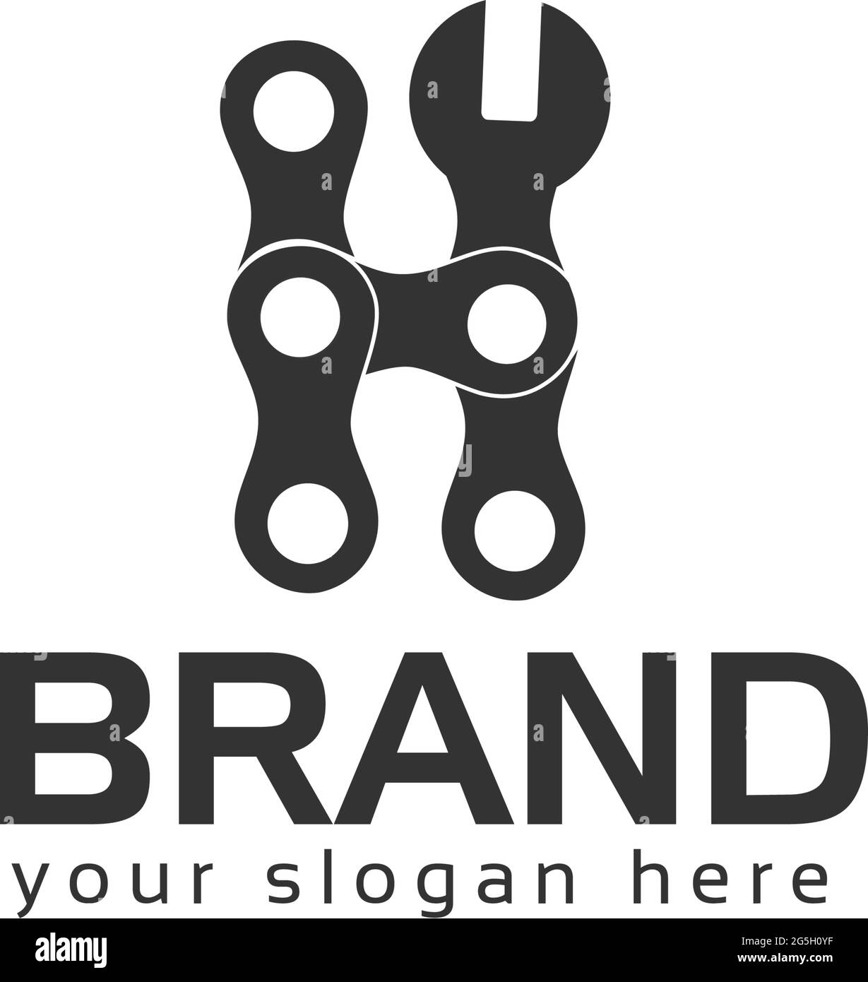 Letra H, letra H del logotipo y cadena. Logotipo formado por cadena