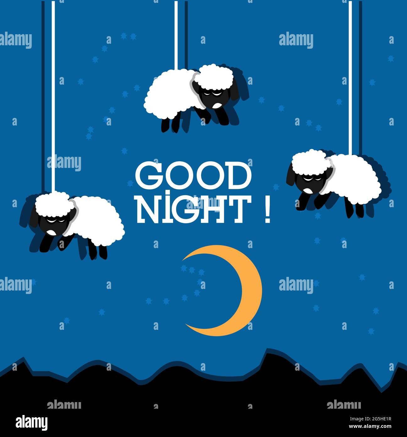 Buenas noches con diseño de vectores de ilustración de oveja Ilustración del Vector