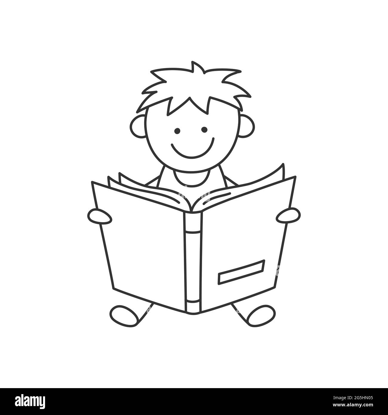 Libro para colorear con niño sosteniendo libros - fotografía ilustración  Fotografía de stock - Alamy