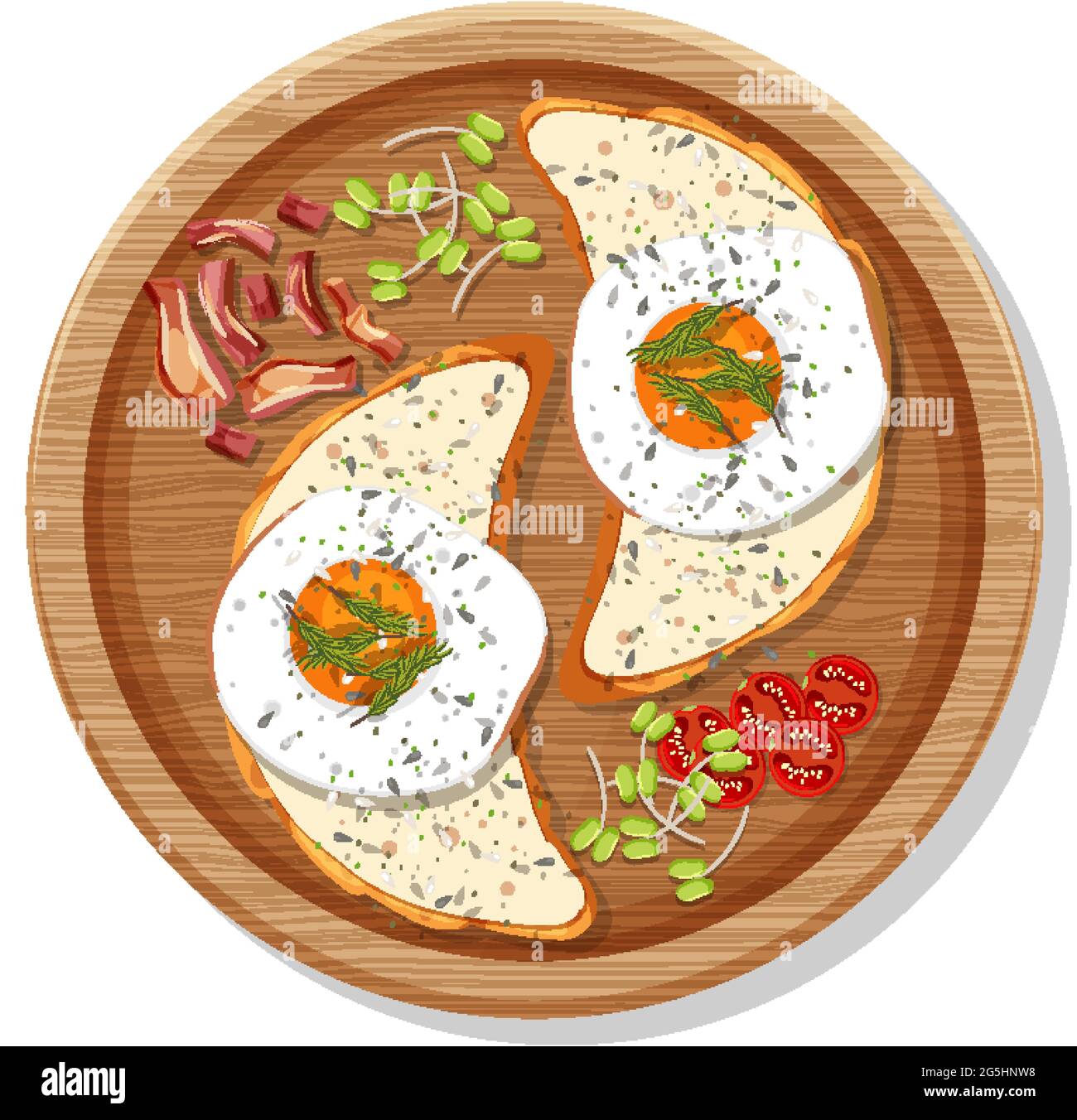 Vista superior del desayuno en un plato de dibujos animados estilo aislado ilustración Imagen Vector de stock - Alamy Vista superior del desayuno en un plato de dibujos animados estilo aislado ilustración Imagen Vector de stock - Alamy