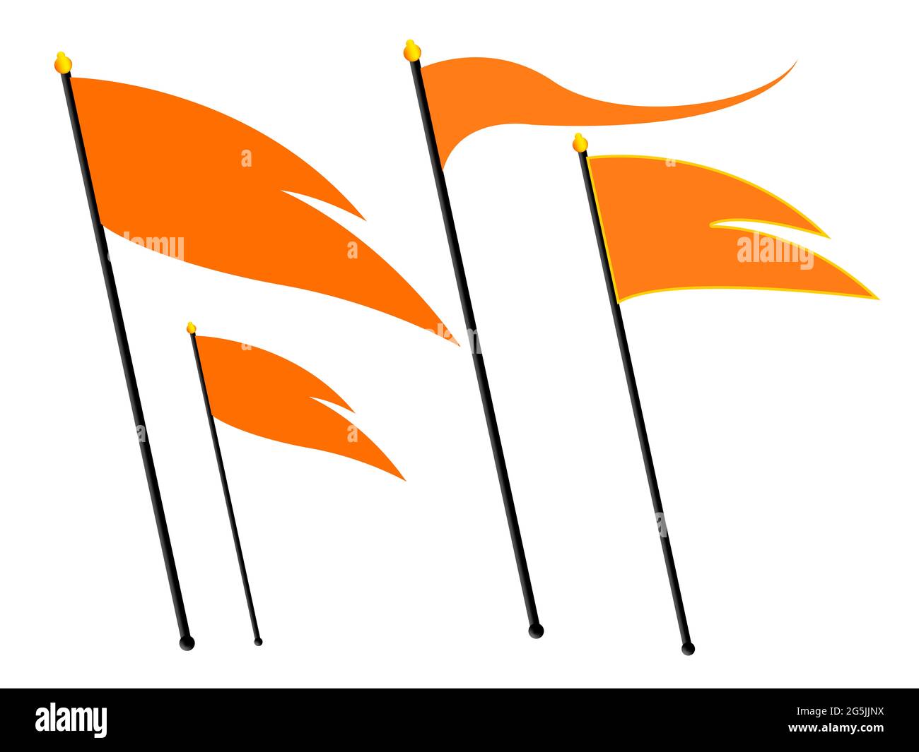 Bandera hindú. Color azafrán bandera triangular hindú. Indicador RSS. Foto de stock