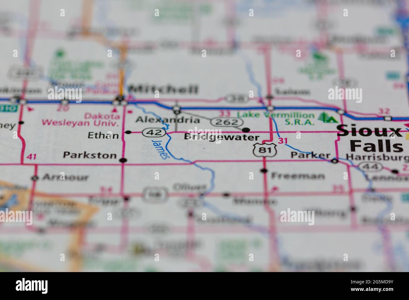 Mapa de bridgewater dakota del sur fotografías e imágenes de alta