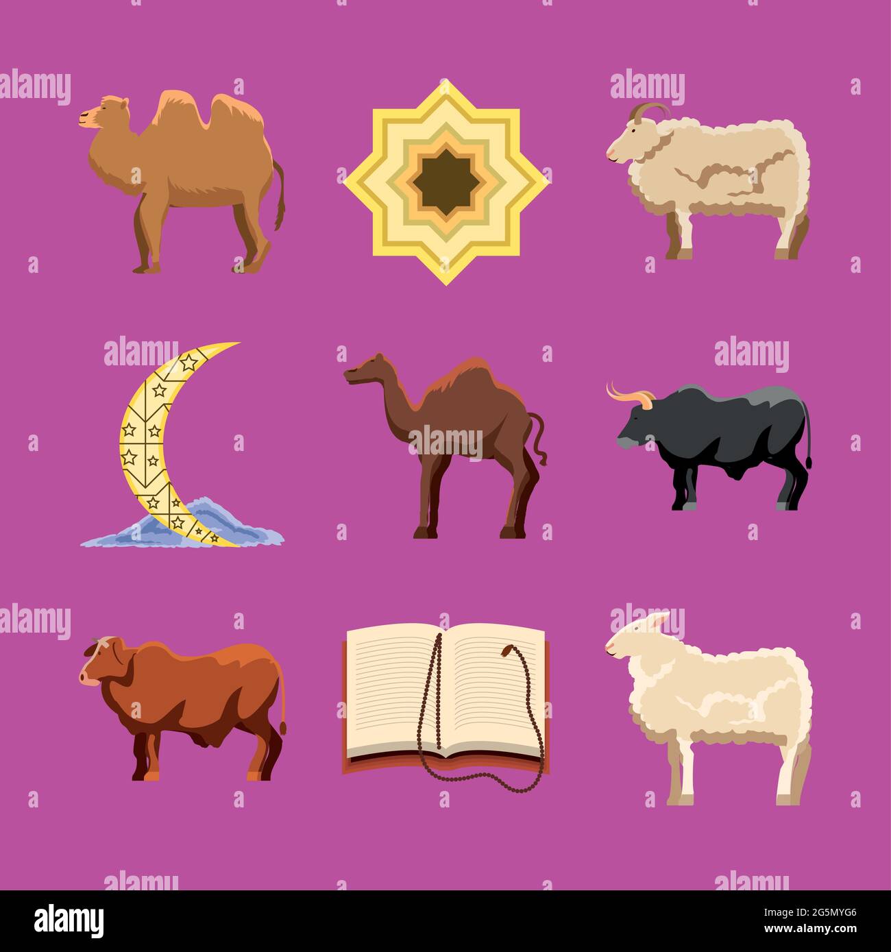 iconos de eid al adha Ilustración del Vector