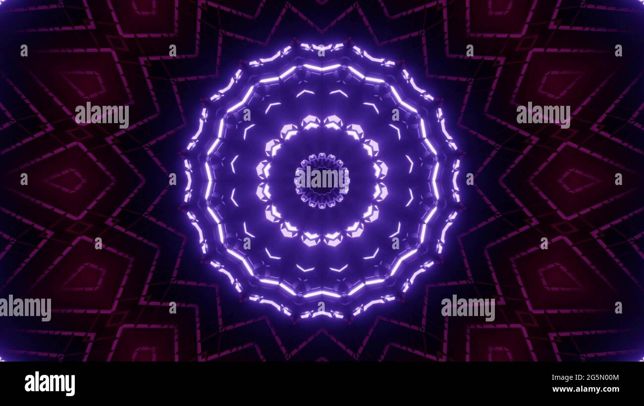 2D fondos de pantalla con patrones circulares de caleidoscopio azul  brillante sobre un fondo oscuro Fotografía de stock - Alamy