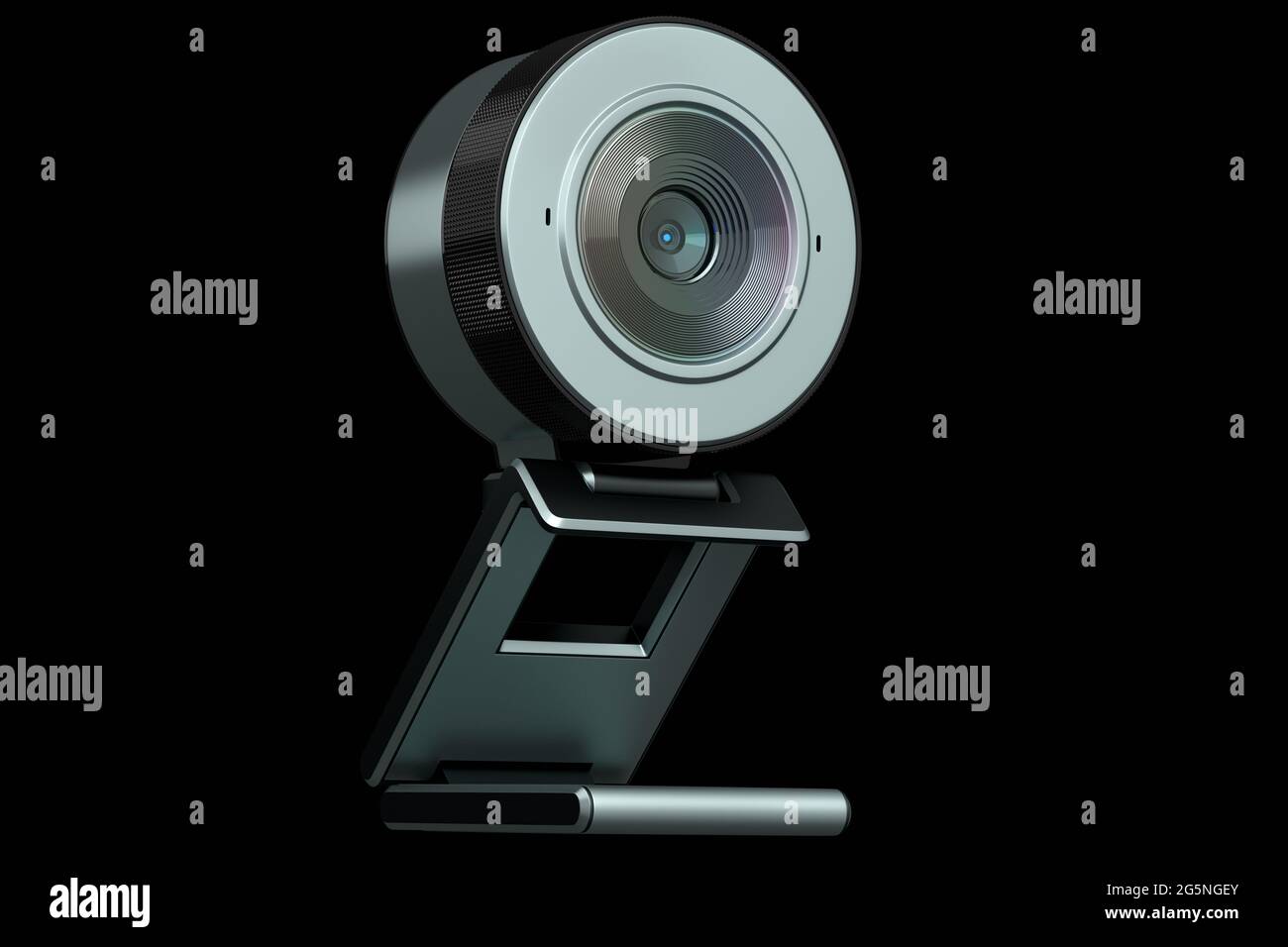 Cámara web en el stand para chat de vídeo en línea y conferencias sobre  fondo negro Fotografía de stock - Alamy