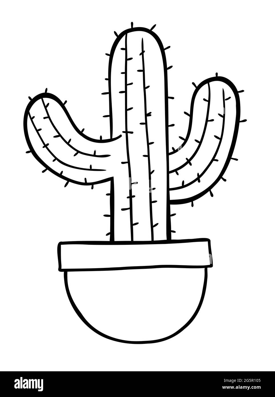 Ilustración de vectores de dibujos animados de cactus en maceta. Contorno  negro y color blanco Imagen Vector de stock - Alamy