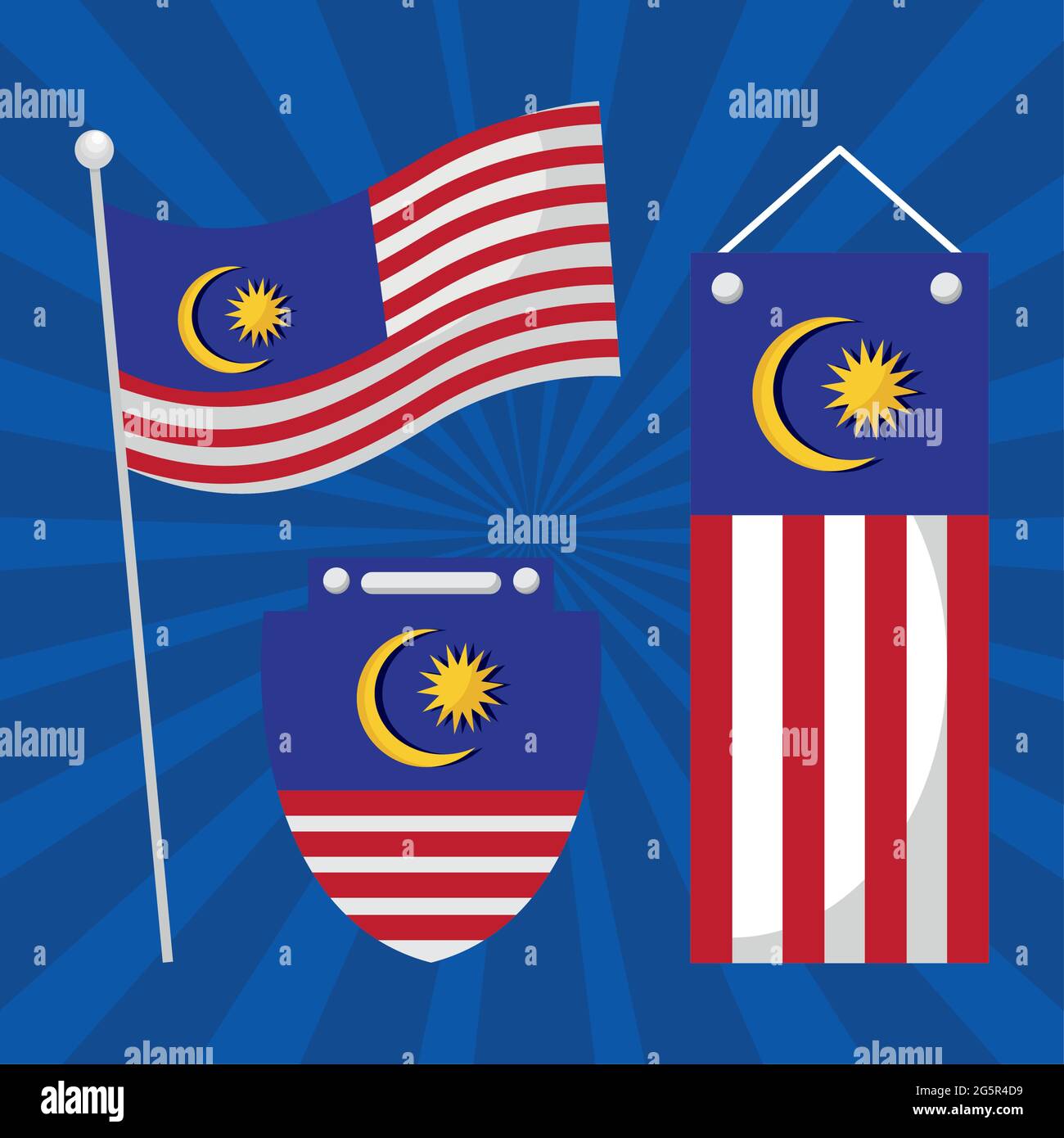 Colección de símbolos de banderas malayas Ilustración del Vector
