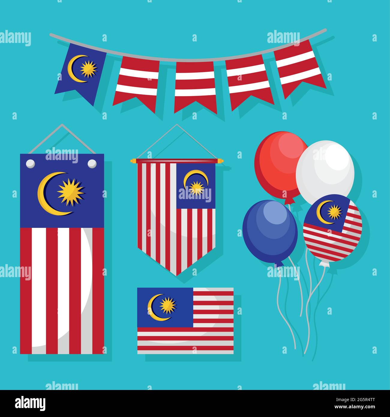 Conjunto de iconos de banderas malayas Ilustración del Vector