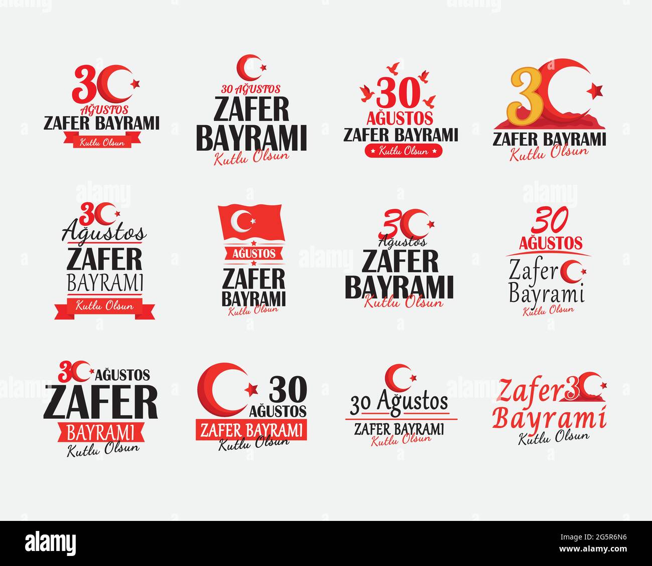 Conjunto de símbolos de banners Zafer bayrami Ilustración del Vector