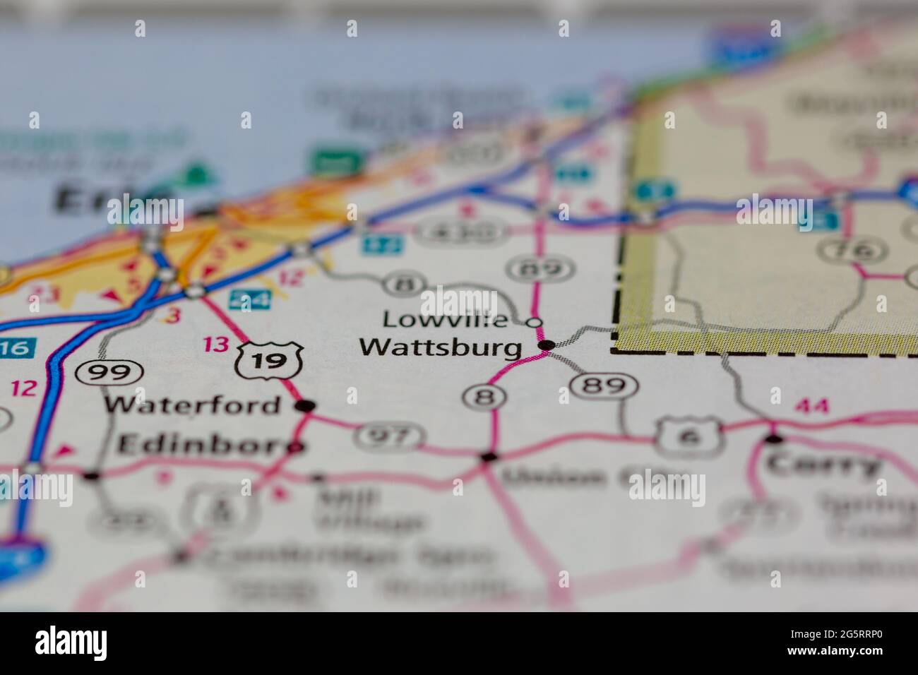 Wattsburg Pennsylvania USA se muestra en un mapa geográfico o mapa de