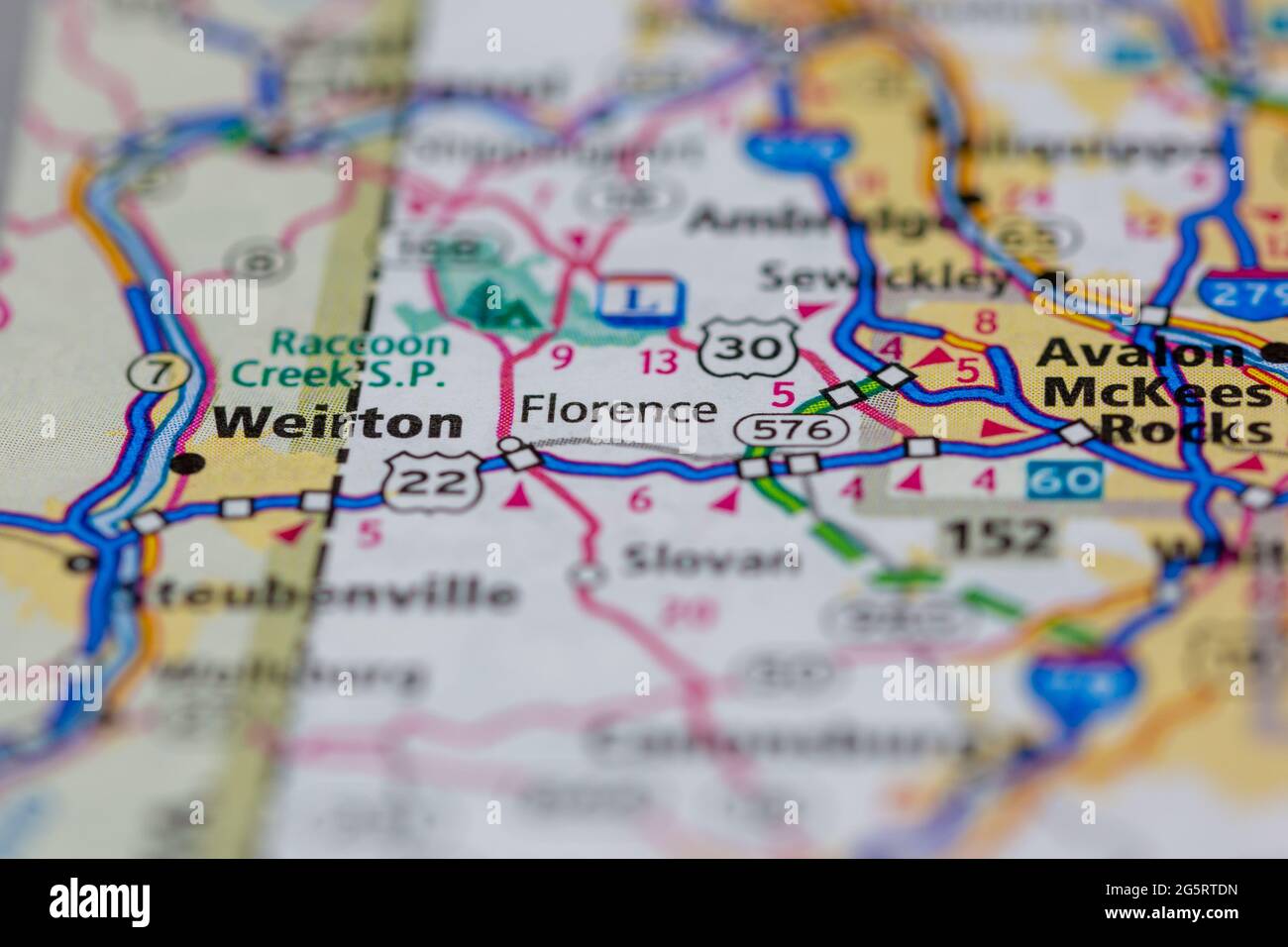 Florence Pennsylvania USA se muestra en un mapa geográfico o mapa de carreteras Foto de stock
