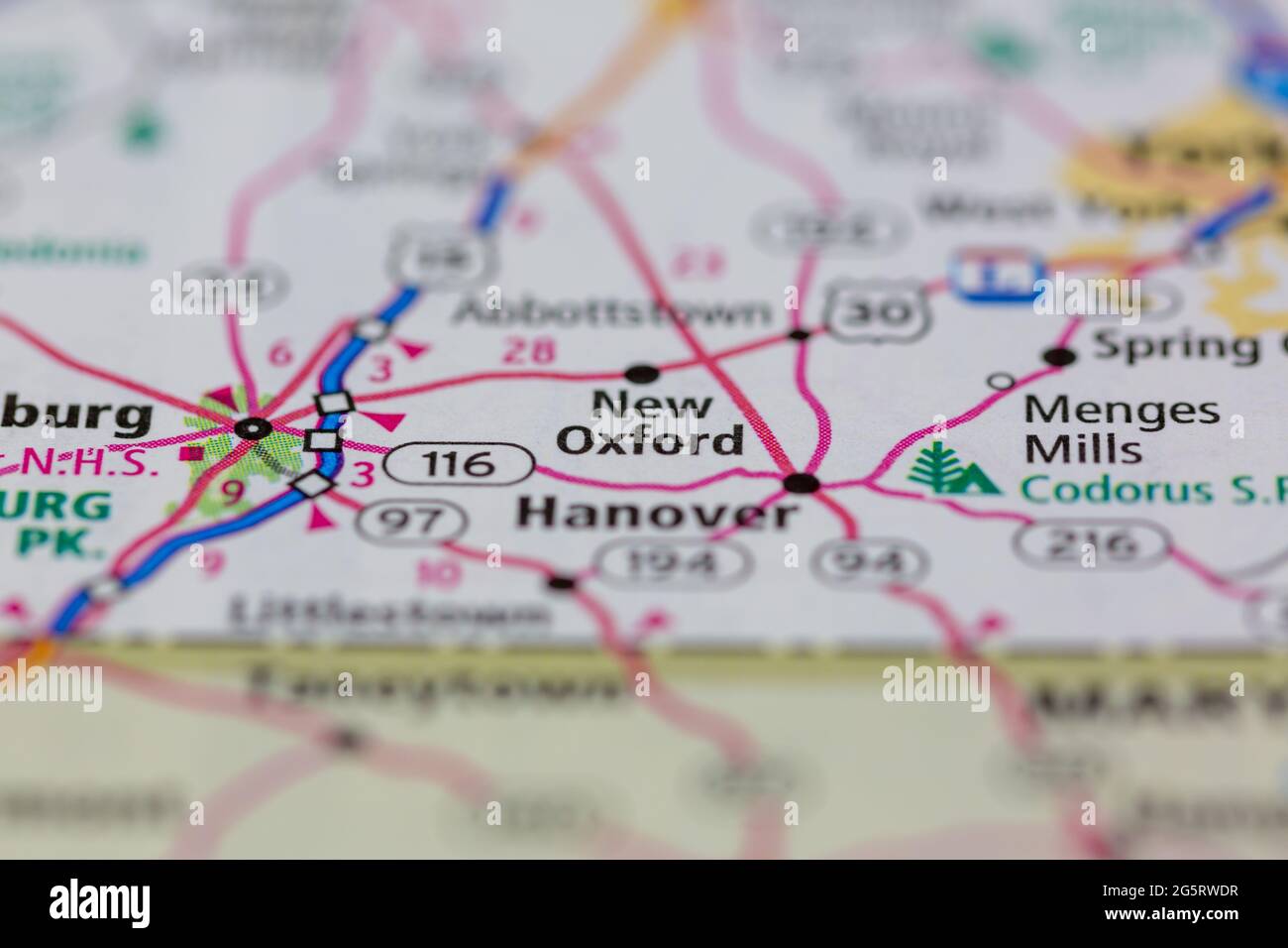 New Oxford Pennsylvania USA se muestra en un mapa geográfico o mapa de