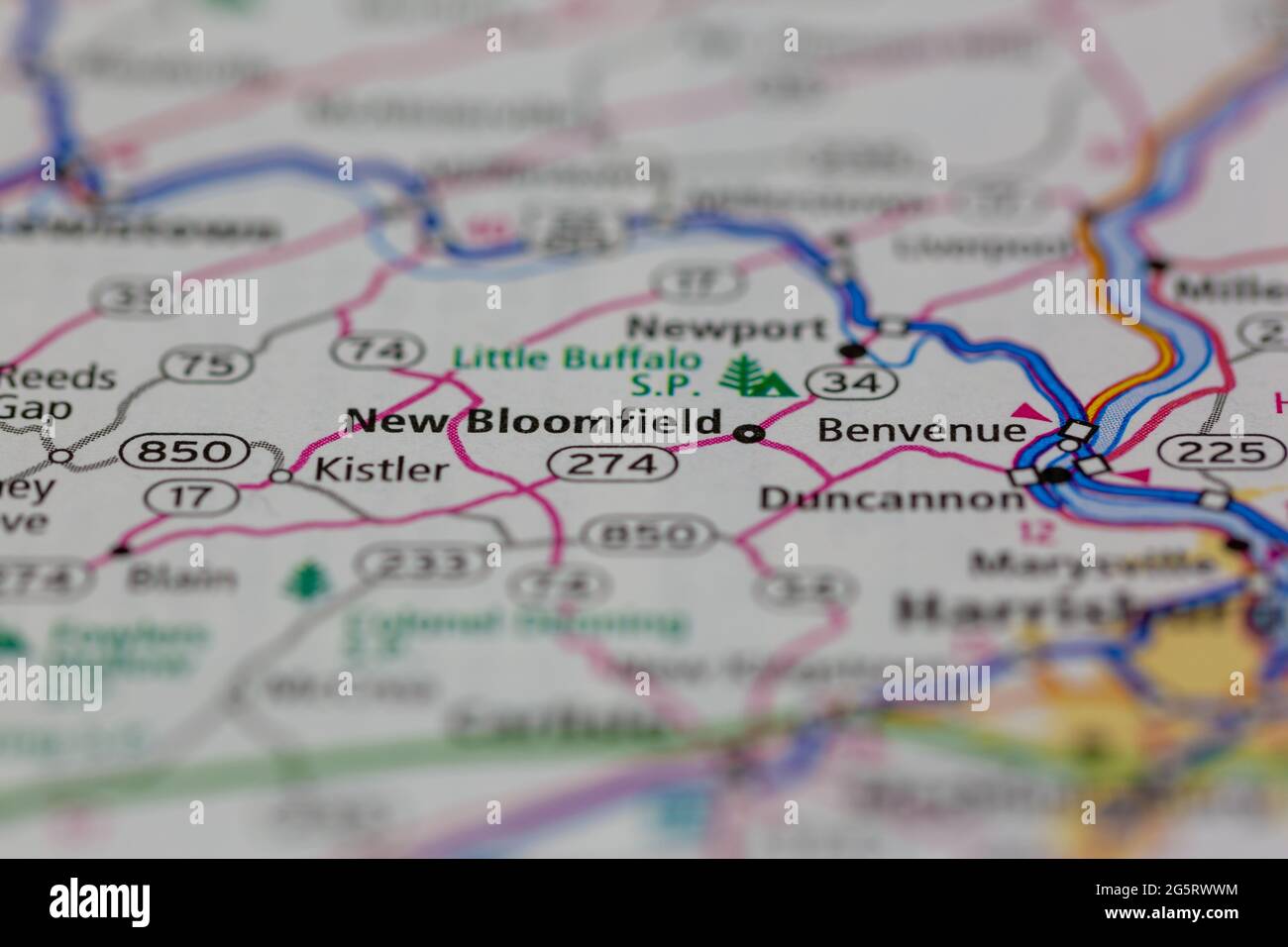 New Bloomfield Pennsylvania USA se muestra en un mapa geográfico o mapa