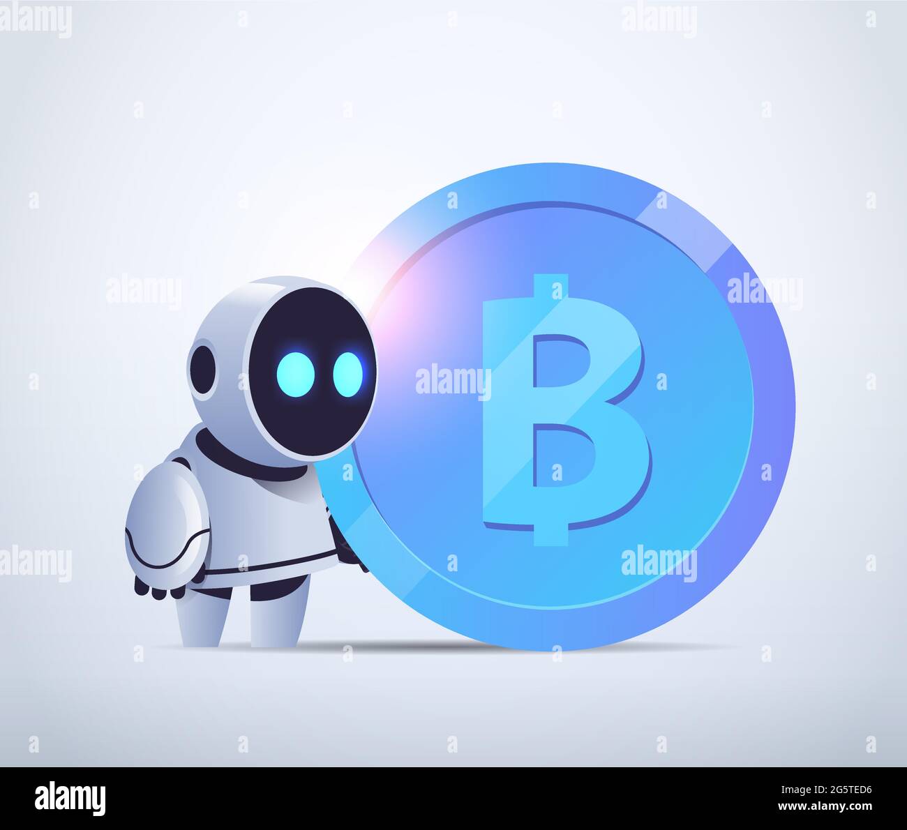 robot que sostiene bitcoin cripto moneda web dinero minería ingresos  pasivos ganancias concepto de inteligencia artificial Imagen Vector de  stock - Alamy