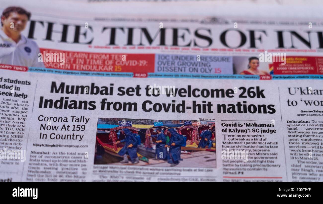 Dehradun Uttarakhand India 28 De Junio De 21 Coronavirus Covid 19 News Headline En El Periodico