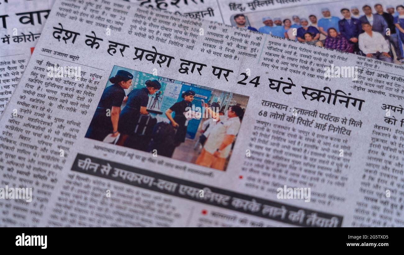 Dehradun Uttarakhand India 28 De Junio De 21 Hindi Coronavirus Covid 19 News Headline En El Periodico De La India Titulares Del Mes Marzo Abril De Fotografia De Stock Alamy