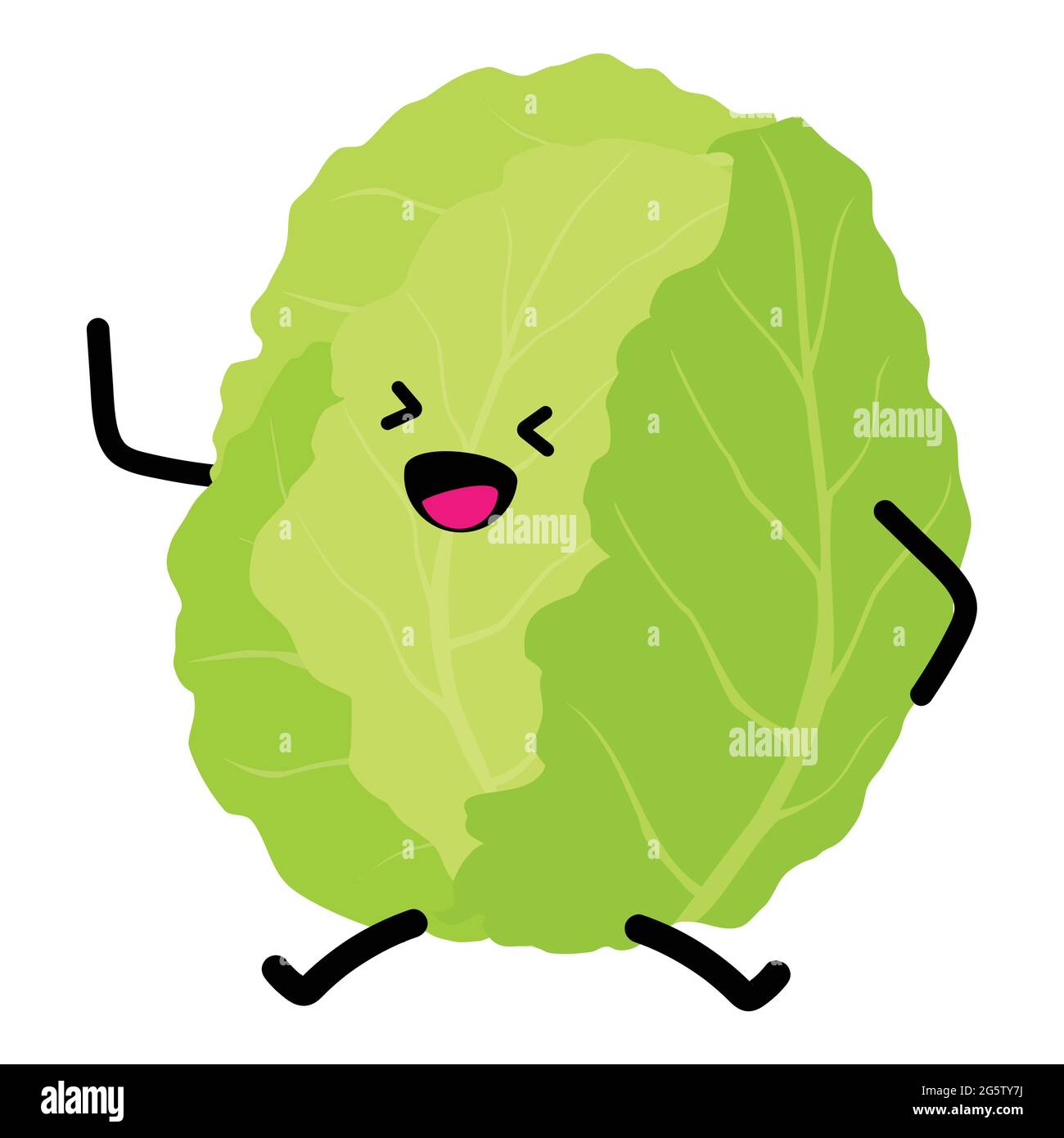 Verduras para niños. Lindo carácter vegetal, dibujos animados sanos kawaii.  Repollo. Vector Imagen Vector de stock - Alamy