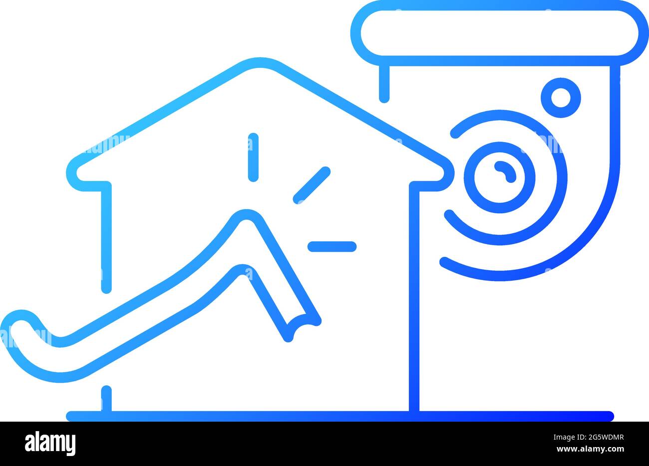 Evitar la intrusión en la casa con el icono de vector lineal de gradiente del sistema CCTV. Prevención de robos. Robo de la casa. Símbolos de color de línea fina. Pic de estilo moderno Ilustración del Vector