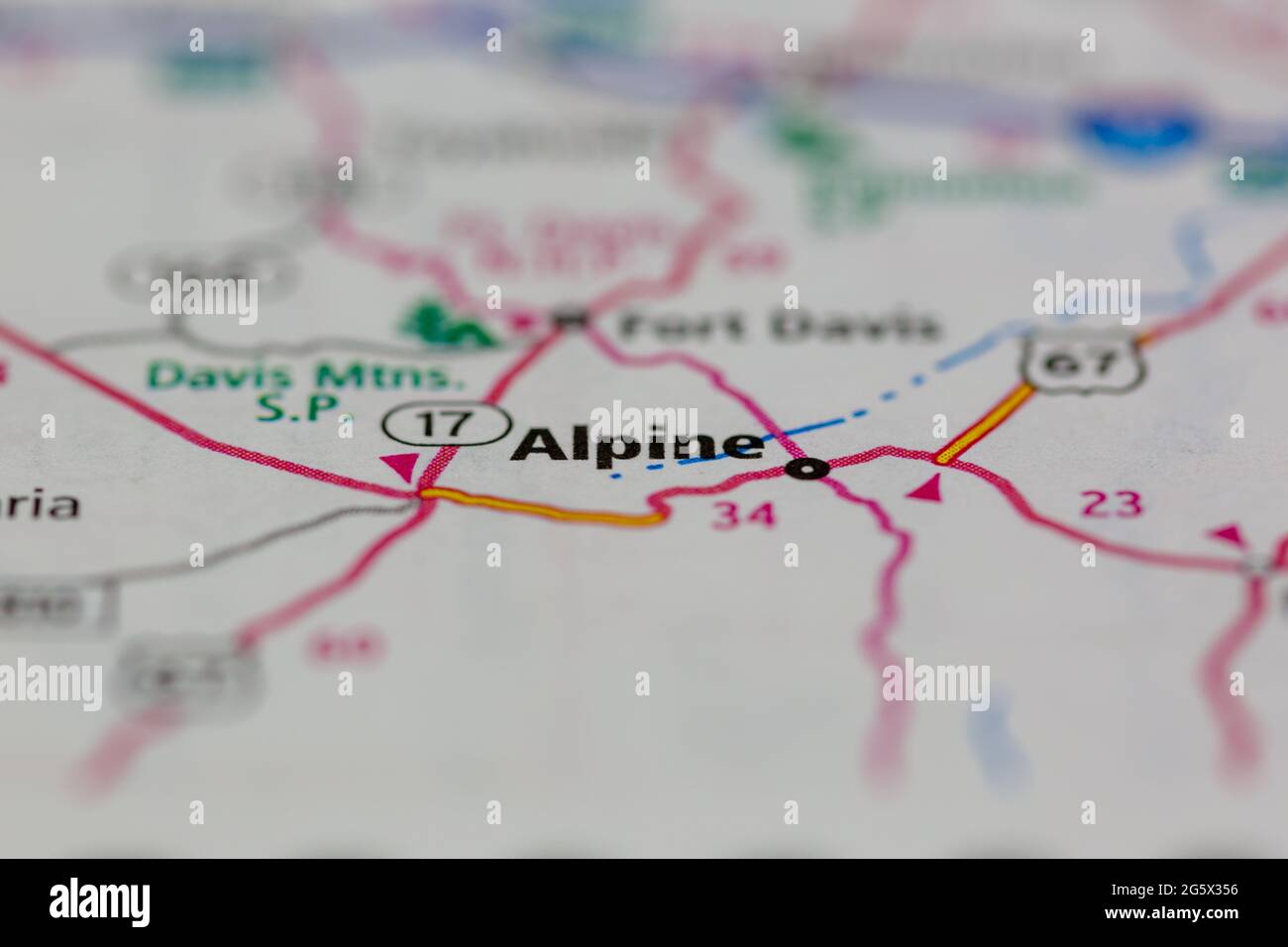 Alpine Texas USA se muestra en un mapa geográfico o mapa de carreteras