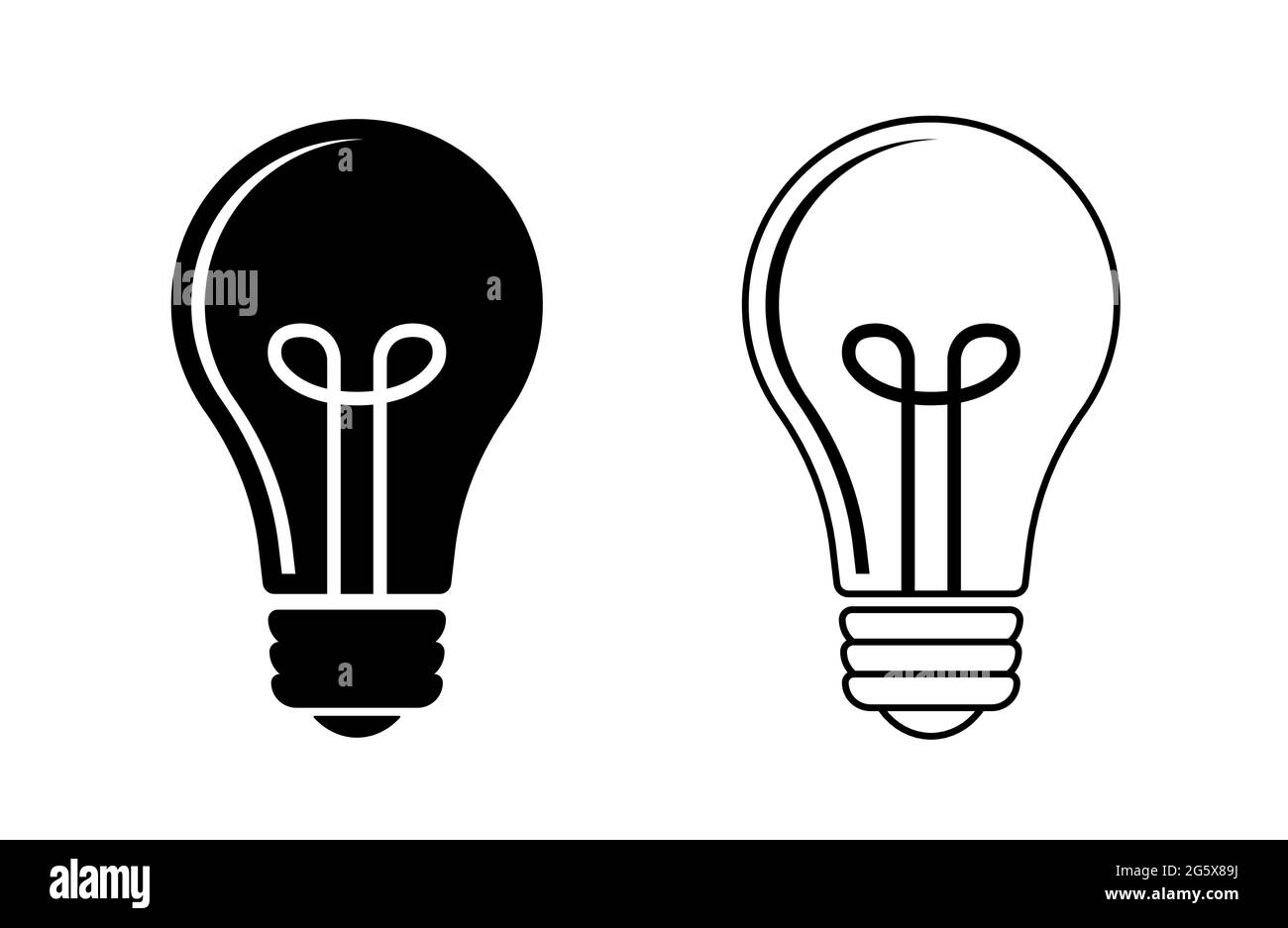 Símbolo de lámpara de bombilla lleno y esquema de la versión de los iconos  de ilustración vectorial Imagen Vector de stock - Alamy