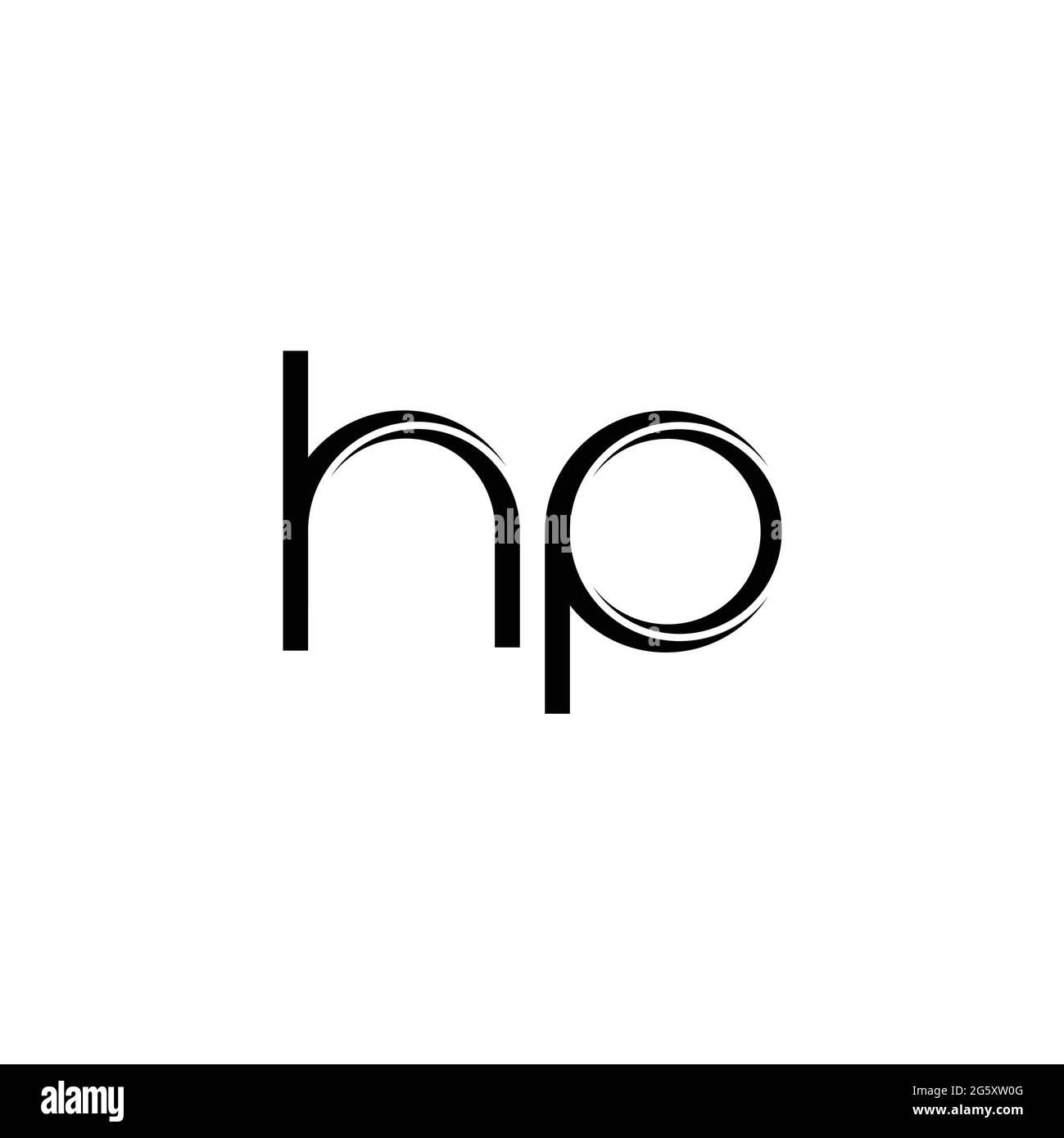 Monograma con logotipo de HP con plantilla de diseño moderno redondeada
