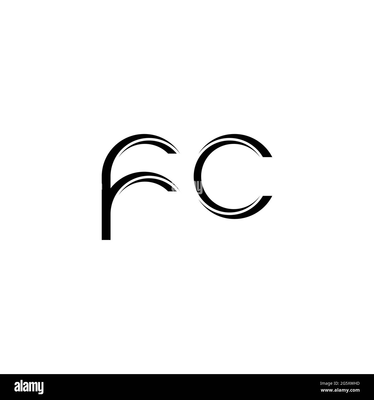 Monograma Con Logotipo Fc Con Plantilla De Diseño Moderno Redondeada En