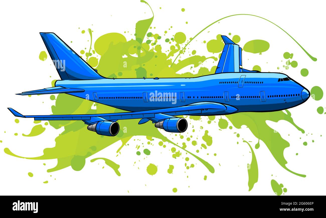 Ilustración vectorial del vuelo de avión de color Ilustración del Vector