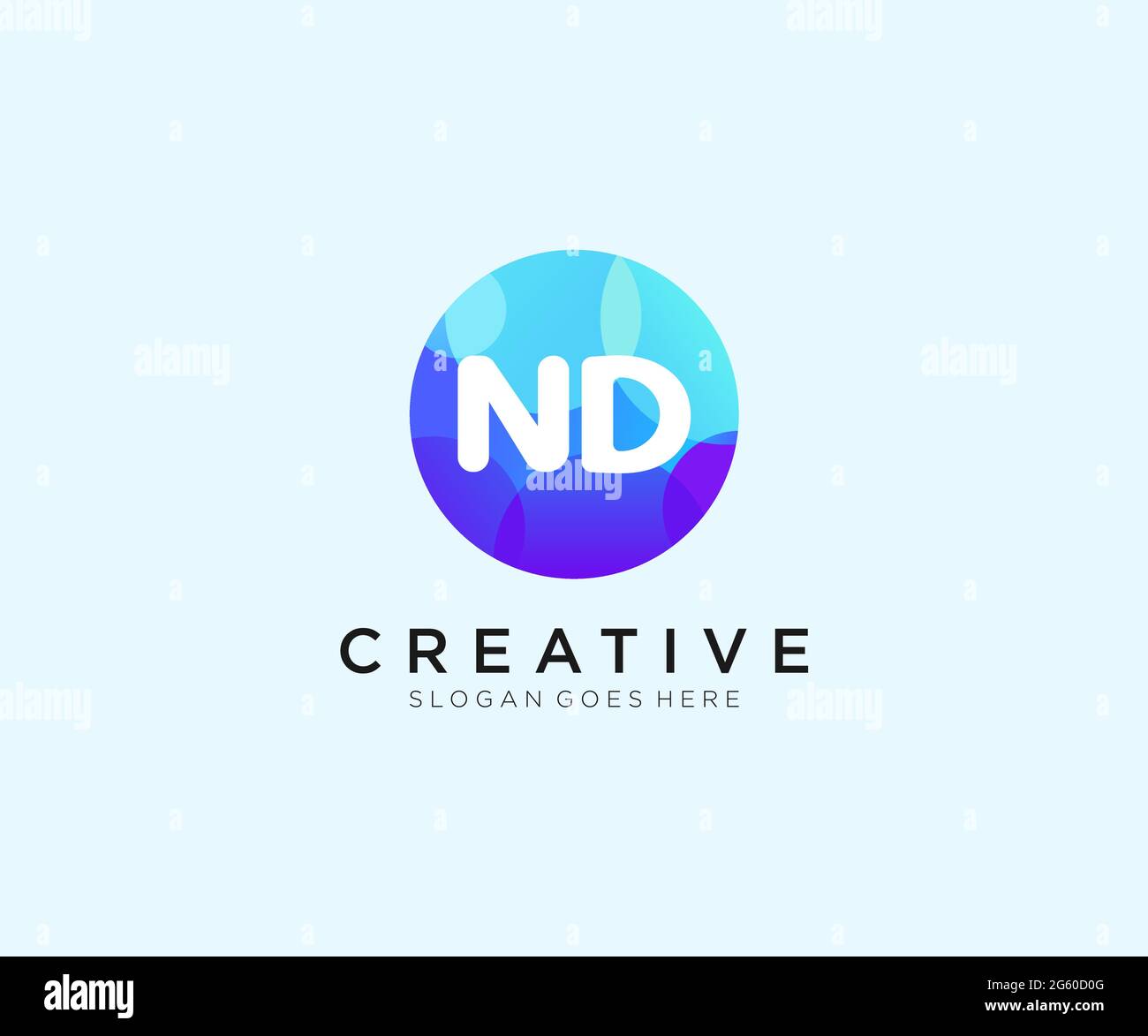ND Logotipo inicial con plantilla Colorful Circle Ilustración del Vector