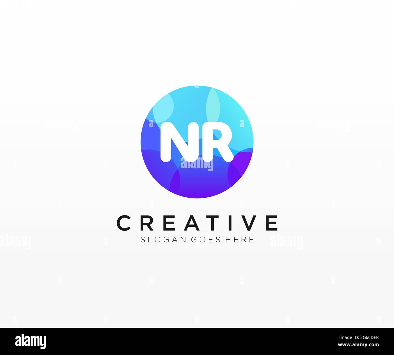 NR Logotipo inicial con plantilla Colorful Circle Ilustración del Vector