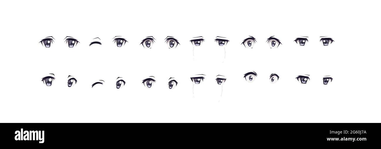 ANIME manga expresiones ojos conjunto niño. Estilo de dibujos animados japonés Imagen Vector de stock - Alamy ANIME manga expresiones ojos conjunto niño. Estilo de dibujos animados japonés Imagen Vector de stock - Alamy