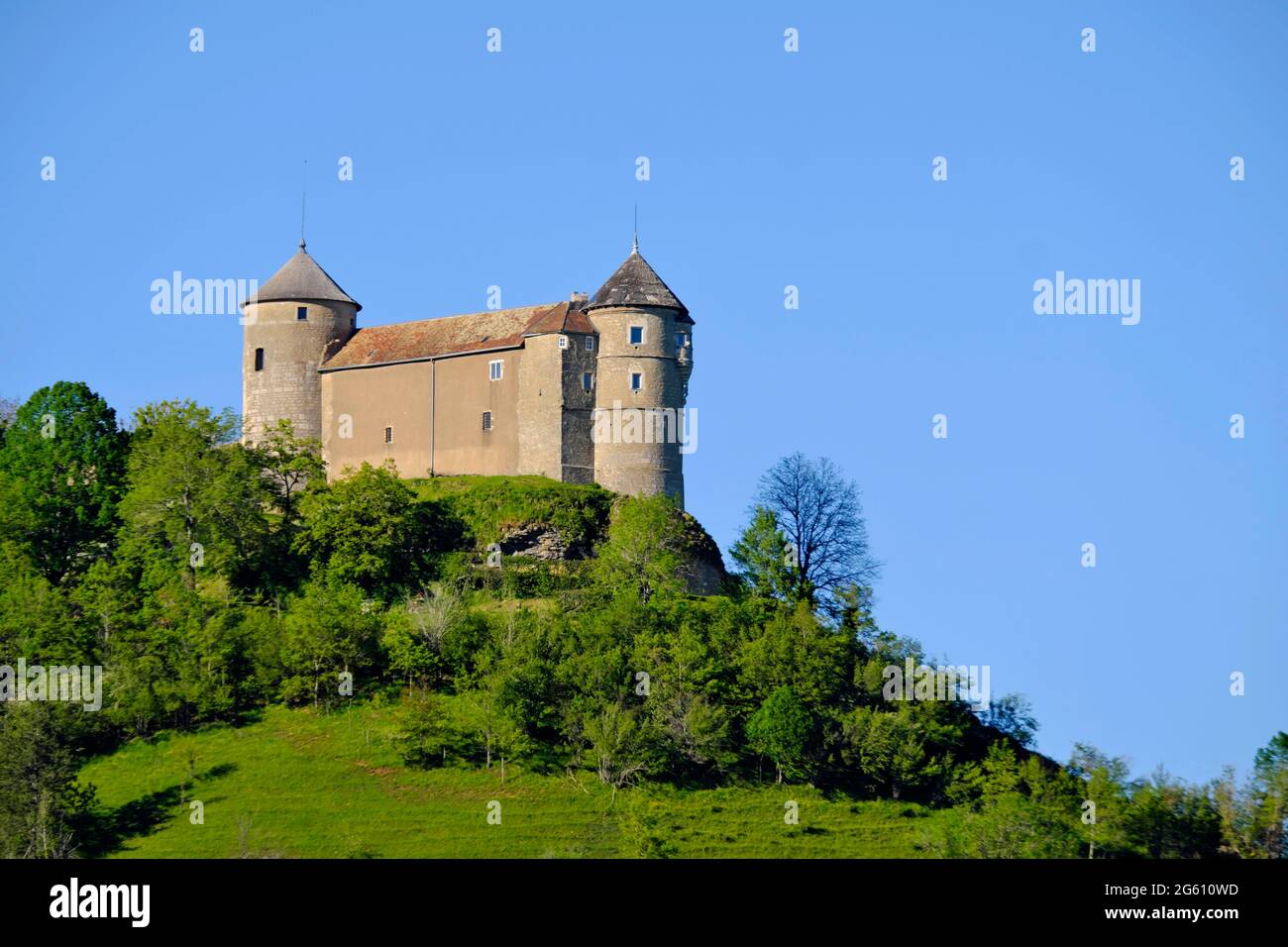 Francia, Doubs, Belvoir, Belvoir castillo del siglo 12th Foto de stock