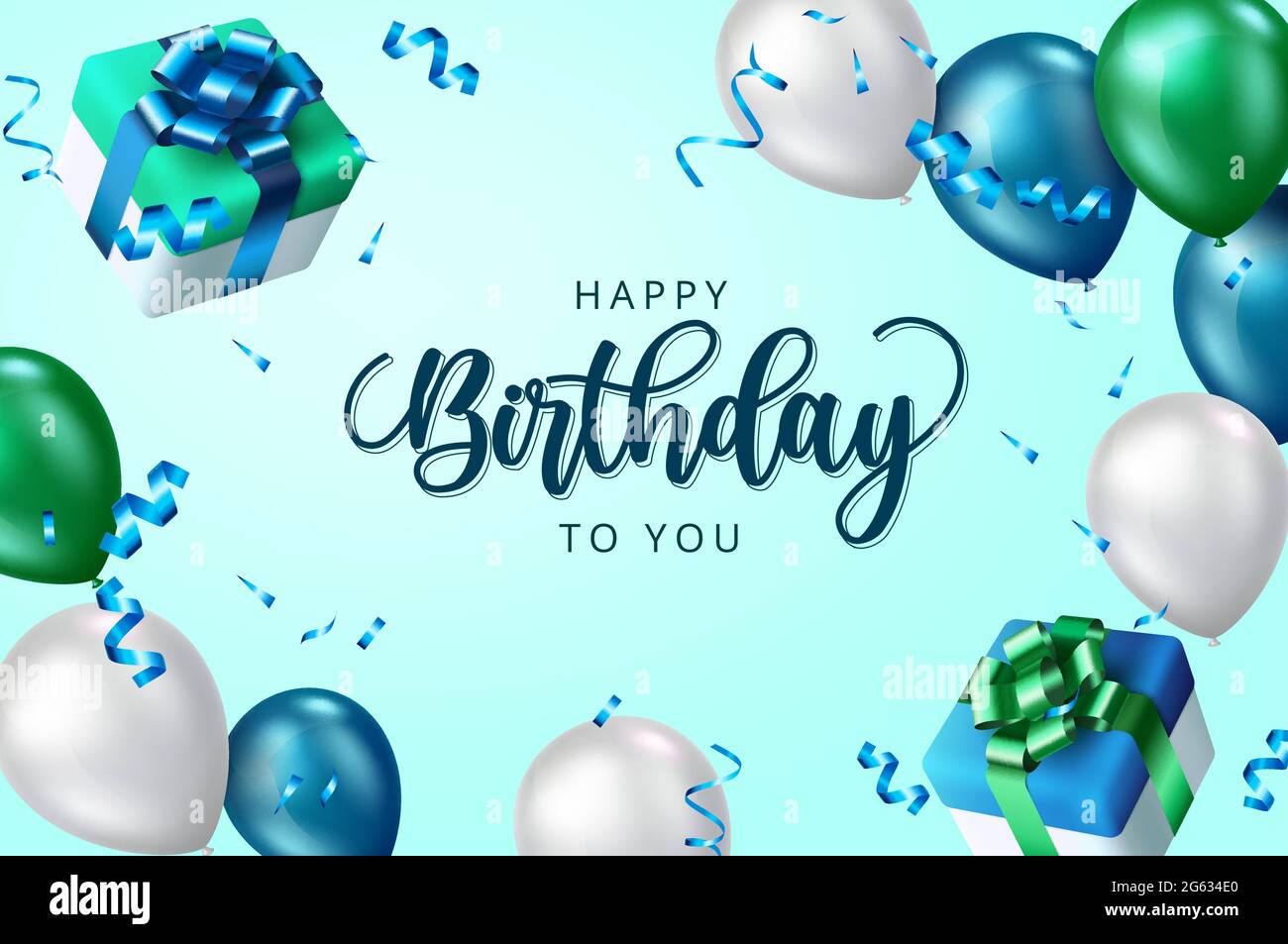 Feliz cumpleaños vector banner de fondo. Feliz cumpleaños para ti texto con  globos y regalos elementos de fiesta para el día de nacimiento celebración  saludo diseño Imagen Vector de stock - Alamy