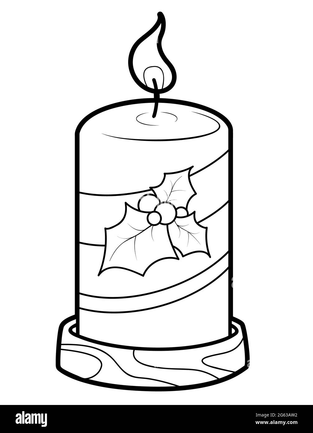 Libro de Navidad para colorear o página para niños. Ilustración de velas en  blanco y negro Fotografía de stock - Alamy