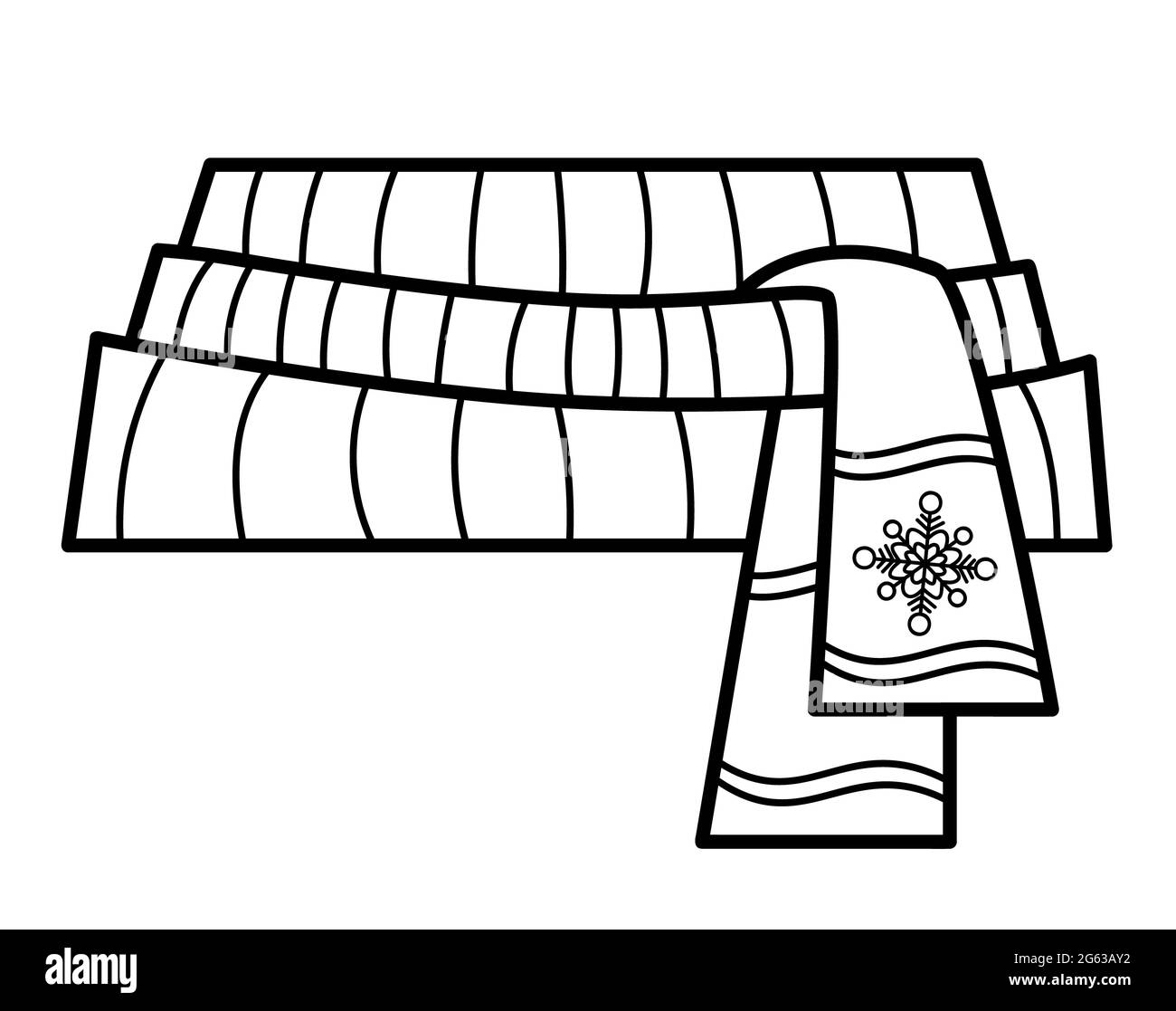 Libro de Navidad para colorear o página para niños. Ilustración de bufanda  en blanco y negro Fotografía de stock - Alamy