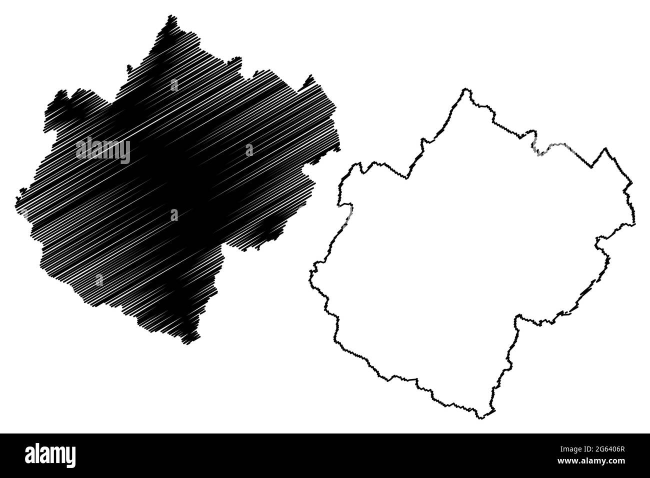 Provincia de Forli-Cesena (Italia, República Italiana, región Emilia-Romaña) mapa ilustración vectorial, scribble bosquejo Provincia de Forli Cesena mapa Ilustración del Vector