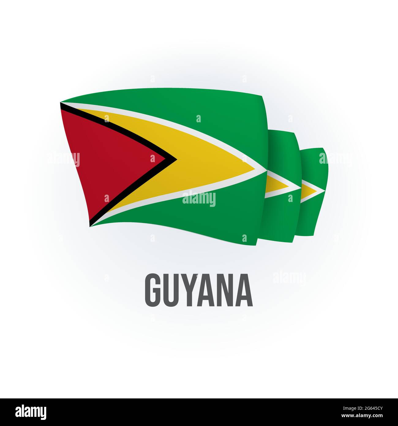 Bandera vectorial de Guyana. Bandera guyanesa ondeando. Ilustración vectorial. Ilustración del Vector