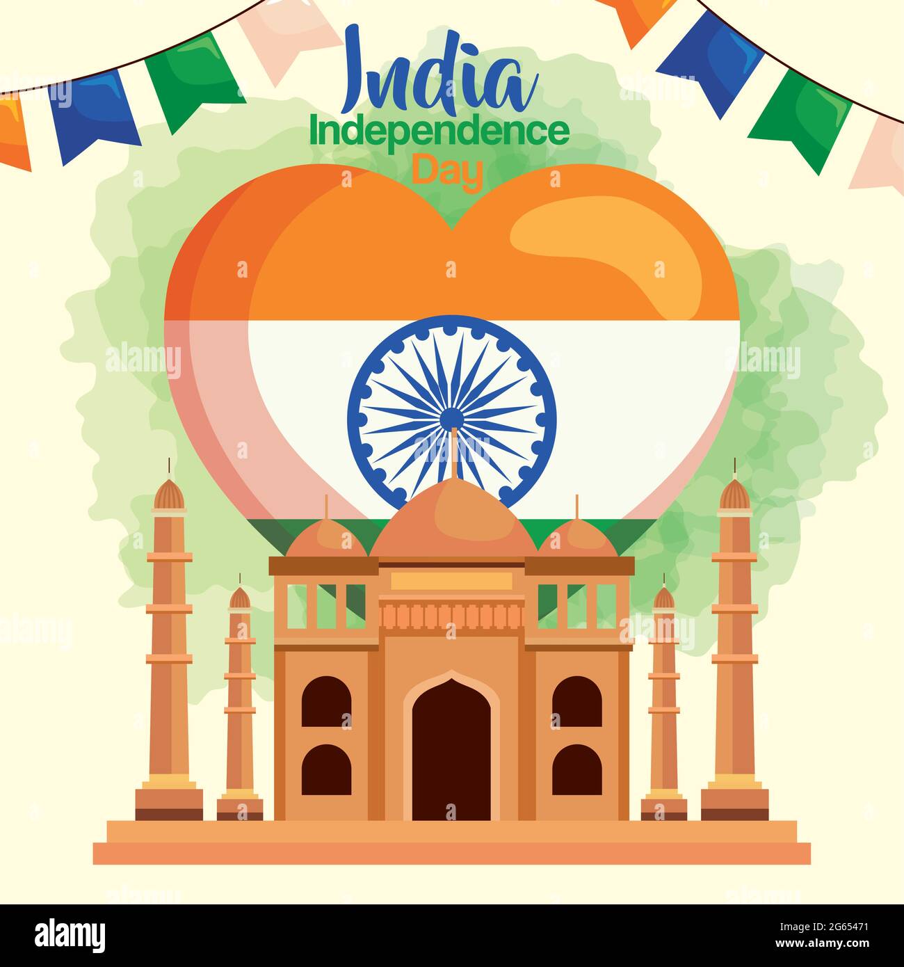 Feliz día de la independencia de la india taj mahal Ilustración del Vector