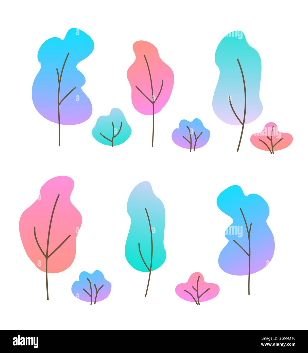 Conjunto de ilustración vectorial de árboles y arbustos planos. Varios árboles con degradado de color. Simples árboles de dibujos animados sobre fondo blanco Imagen Vector de stock - Alamy Conjunto de ilustración vectorial de árboles y arbustos planos. Varios árboles con degradado de color. Simples árboles de dibujos animados sobre fondo blanco Imagen Vector de stock - Alamy