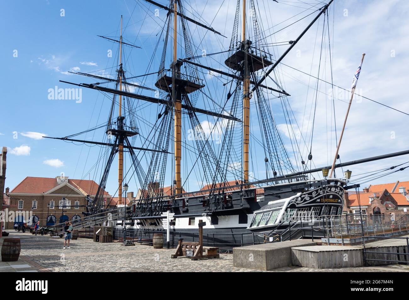 Fragata de vela HMS Trincomalee, el Museo Nacional de la Marina Real Hartlepool, Jackson Dock, Hartlepool, Condado de Durham, Inglaterra, Reino Unido Foto de stock