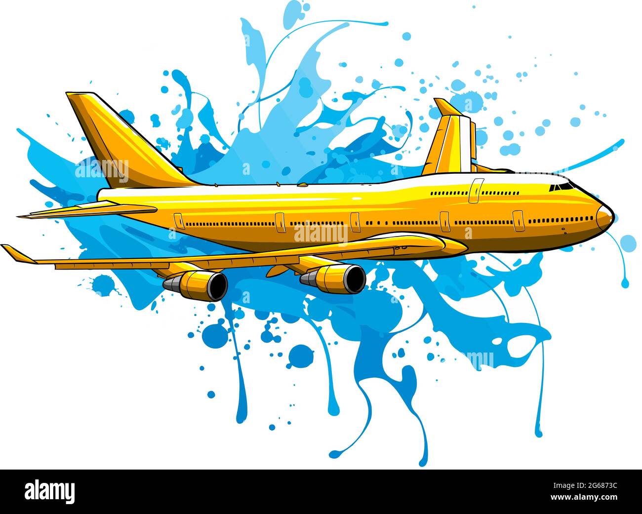 Ilustración vectorial del vuelo de avión de color Ilustración del Vector