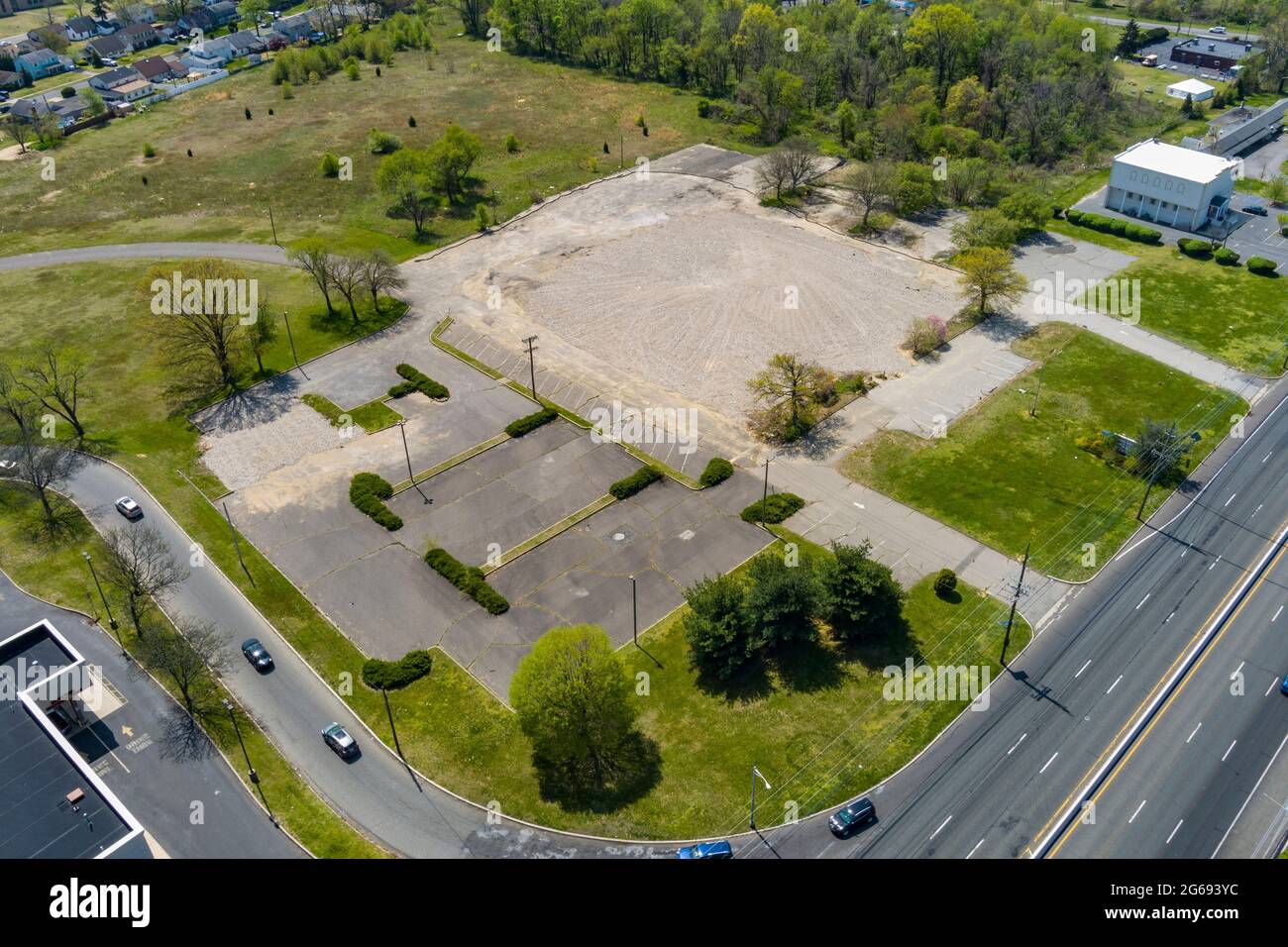 Vista aérea del lote despejado listo para la nueva construcción, Pennsylvania, Estados Unidos Foto de stock