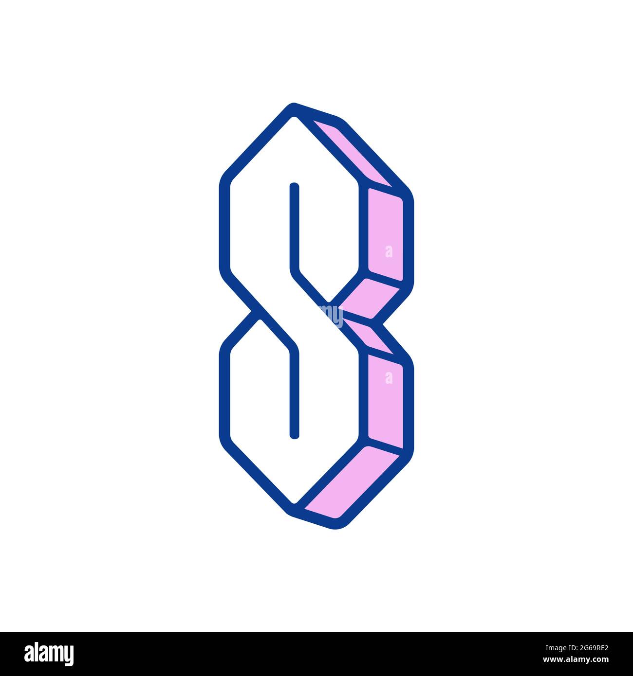 Cool S, símbolo Super S, dibujo 3D. Dibujo de dibujo de dibujo de clip vectorial y de tallarines sencillos. Ilustración del Vector
