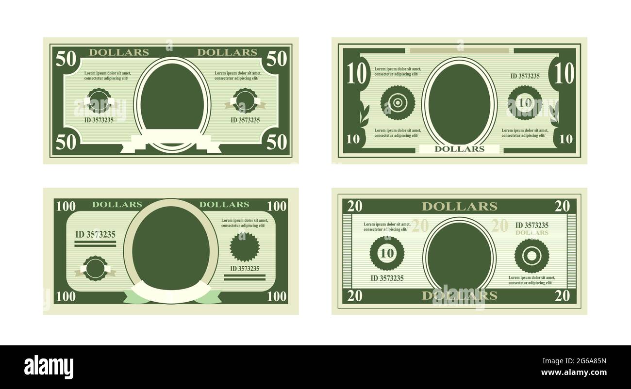 Ilustración vectorial de billetes falsos en dólares. Cuenta cien dólares  adecuados para tarjetas de descuento sobre fondo blanco en estilo plano  Imagen Vector de stock - Alamy