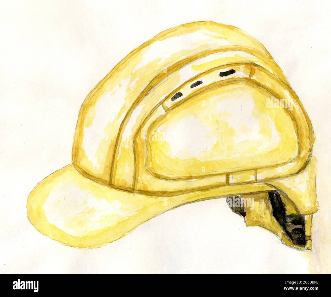 Dibujo acuarela de casco de seguridad de trabajo amarillo, ilustración de  casco duro de construcción Fotografía de stock - Alamy
