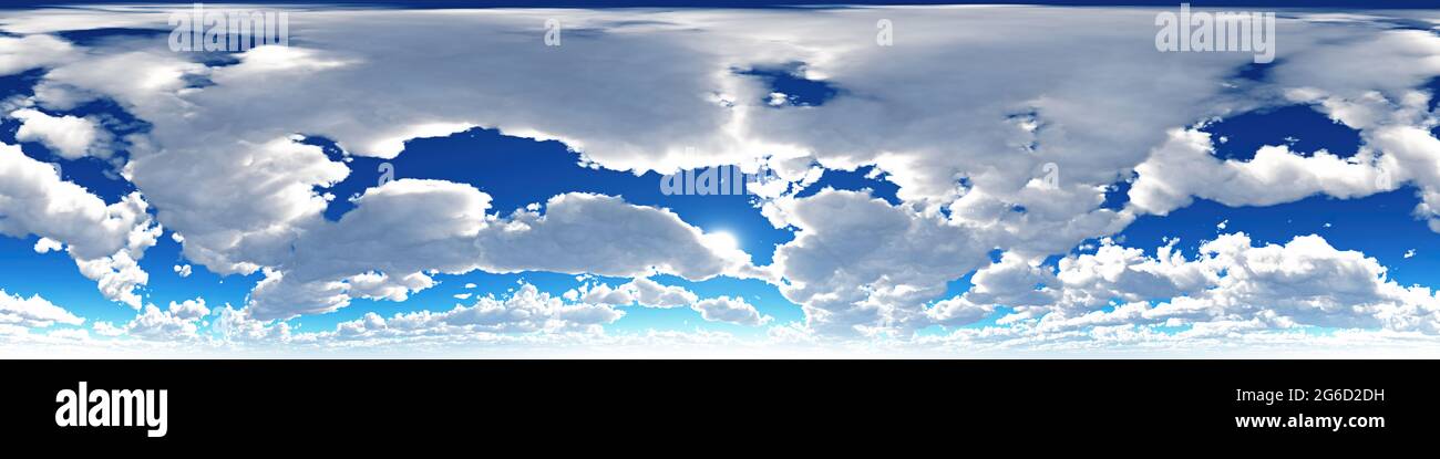 Vista panorámica de 360 grados con cenit y nubes para usar como cúpula del cielo. 3d renderizar ilustración Foto de stock